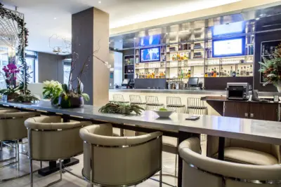 The Boerum — main bar with high stools and back-bar display