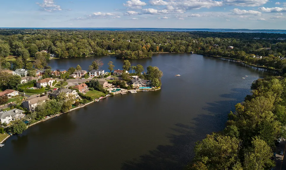 Aerial of the Westchester lakefront context
